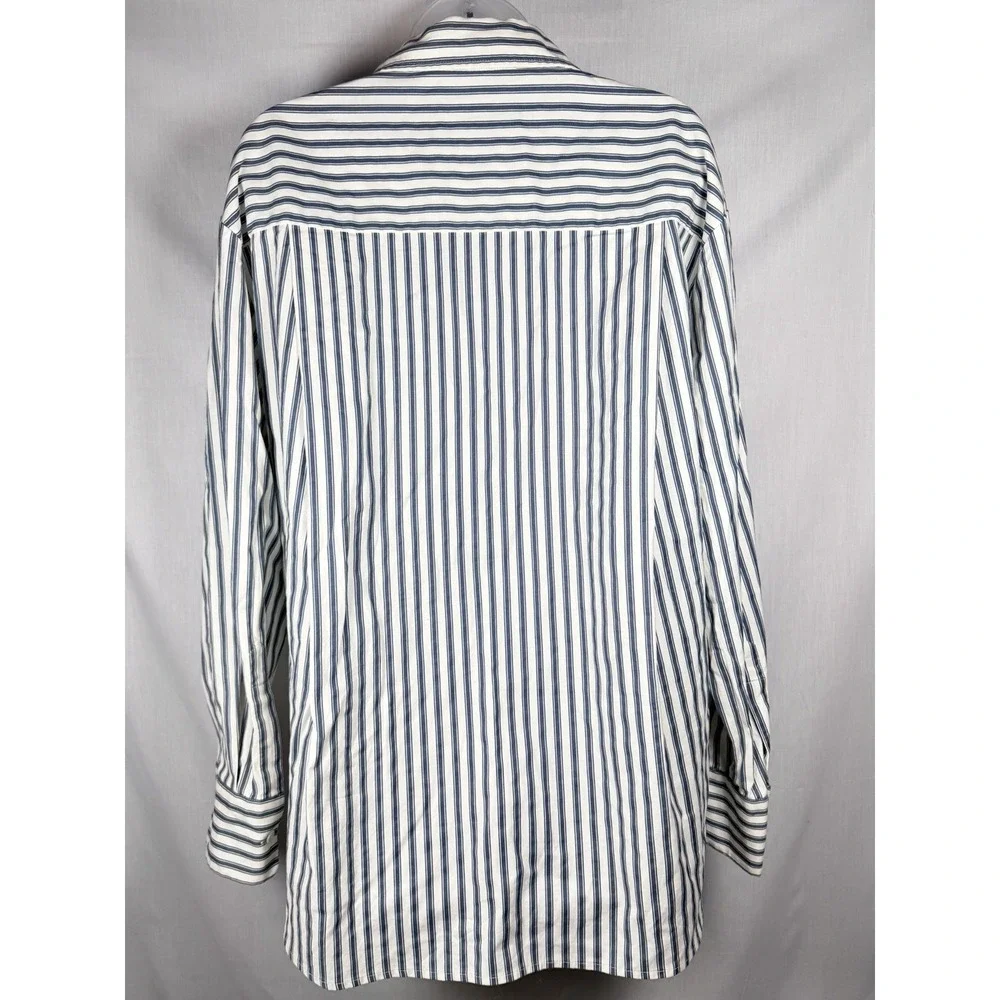 Reformation Will Oversized Shirt Savoy Stripe Womens M Blue Organic Cotton - Picture 9 of 12